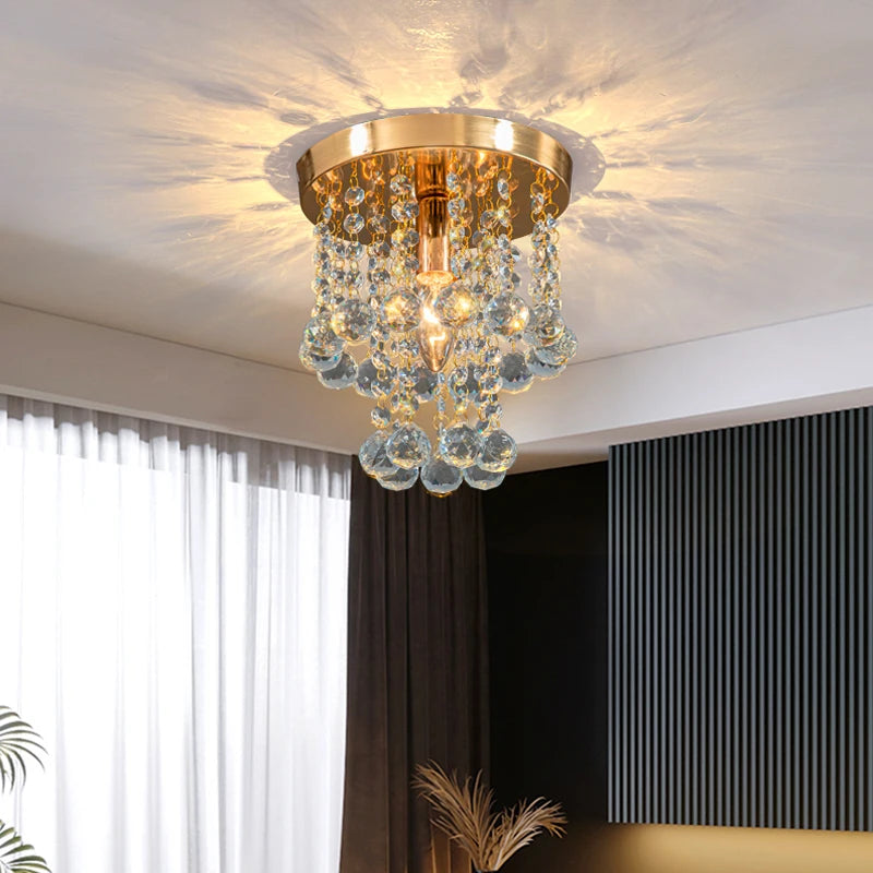 suspension en cristal doré et argenté décoratif - vue 2 sur 8