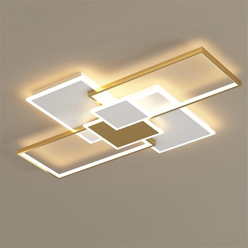 plafonnier à cadre carré moderne avec lumières led - vue 1 sur 12