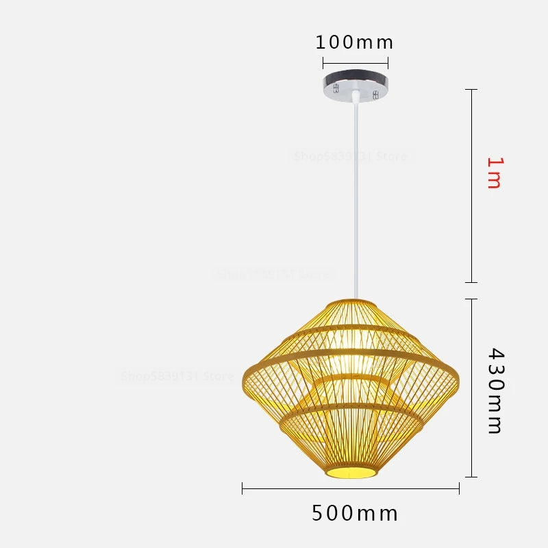 luminaire suspendu en bambou chinois pour restaurant hôtel - vue 25 sur 29