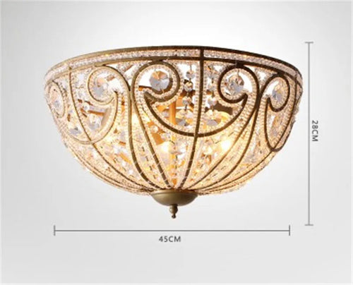 Plafonnier américain en fer forgé salon chambre lampe restaurant éclairage simple moderne lumière luxe cristal plafonnier - vue 8 sur 8