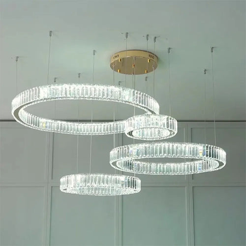 lustre led moderne de luxe en cristal et acier pour maison restaurant - vue 5 sur 6