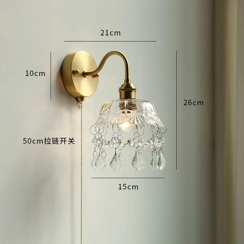applique led moderne verre chaîne interrupteur nordique cuivre lumière - vue 20 sur 23