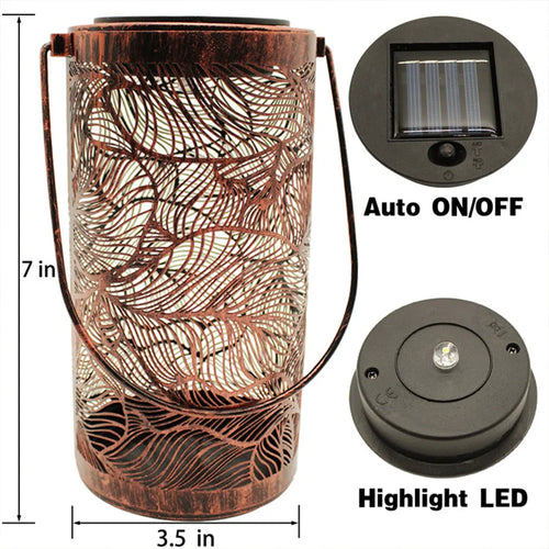 lanterne solaire rétro en fer pour jardin extérieur - vue 4 sur 11
