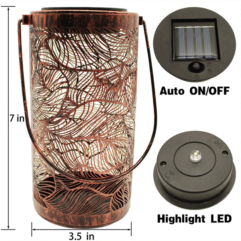 lanterne solaire rétro en fer pour jardin extérieur - vue 3 sur 11