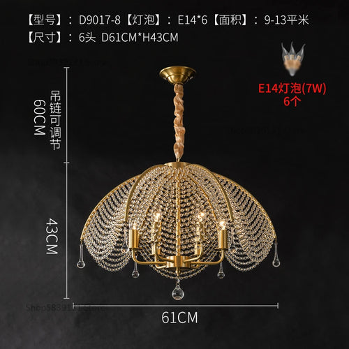 lustre en cristal et cuivre style nordique pour toute la maison