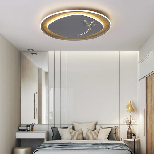 plafonnier led style chinois rond bois fer forgé ambiance - vue 5 sur 10