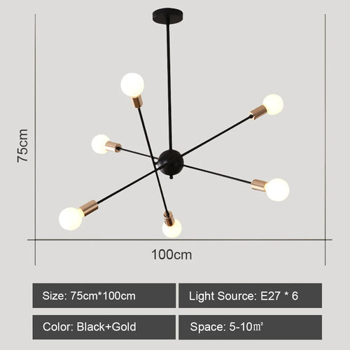Plafond moderne à LEDs lustre lumière salon chambre industrielle spoutnik lustres suspension lampe créative éclairage maison décor - vue 11 sur 16