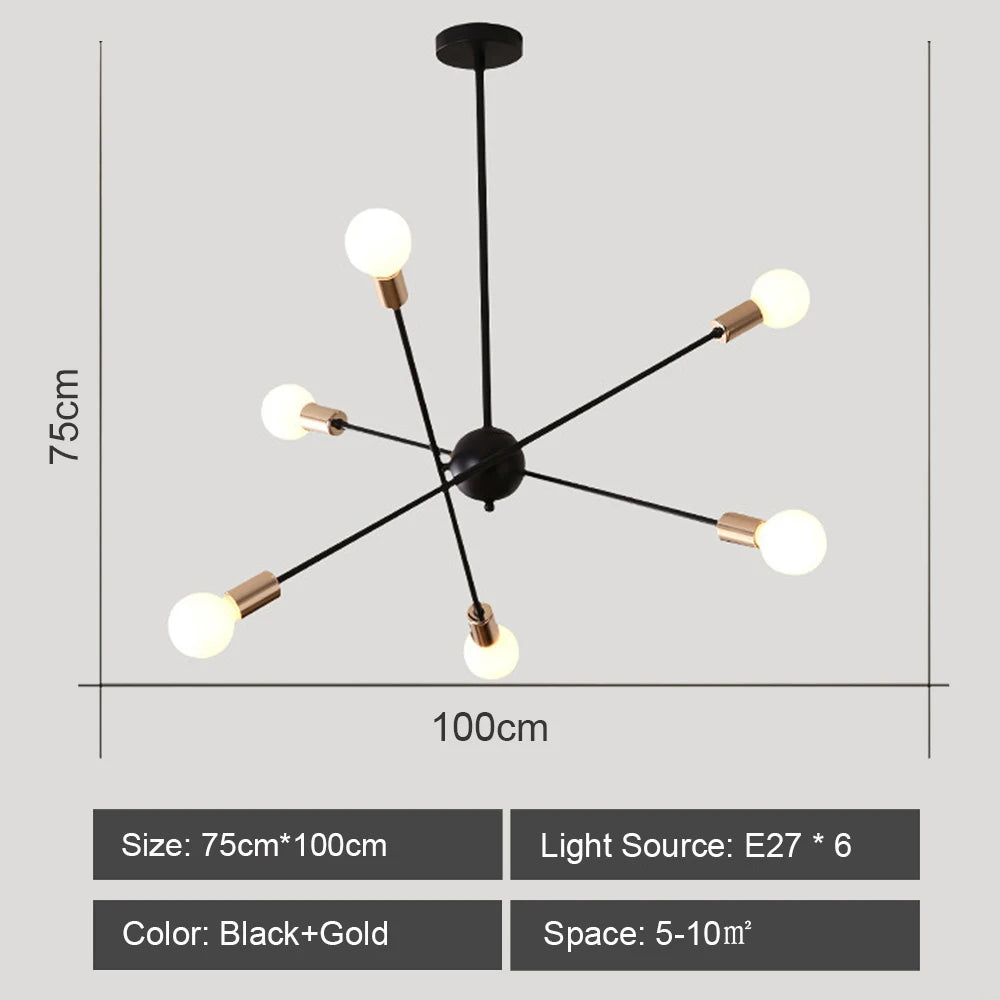 lustre moderne à leds style industriel spoutnik créatif éclairage maison - vue 9 sur 16