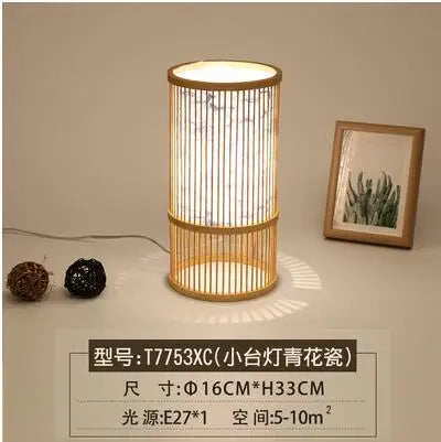 lampadaire japonais moderne en bois de bambou fait main - vue 11 sur 18