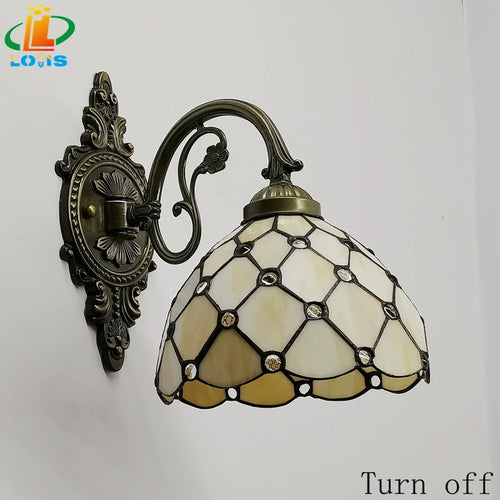 applique murale classique en perles de verre style tiffany - vue 7 sur 6