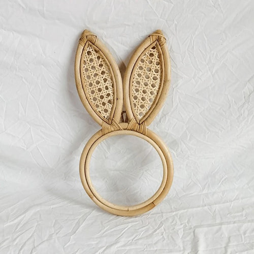 décoration en rotin miroir artistique oreilles de lapin et singe - vue 3 sur 8
