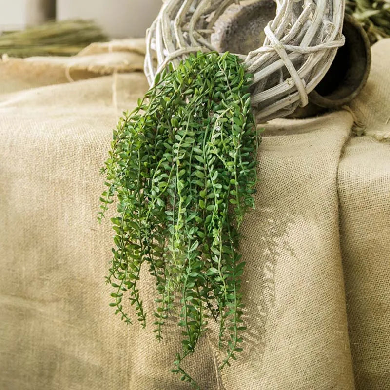 plantes succulentes artificielles pour décoration murale en rotin - vue 3 sur 7