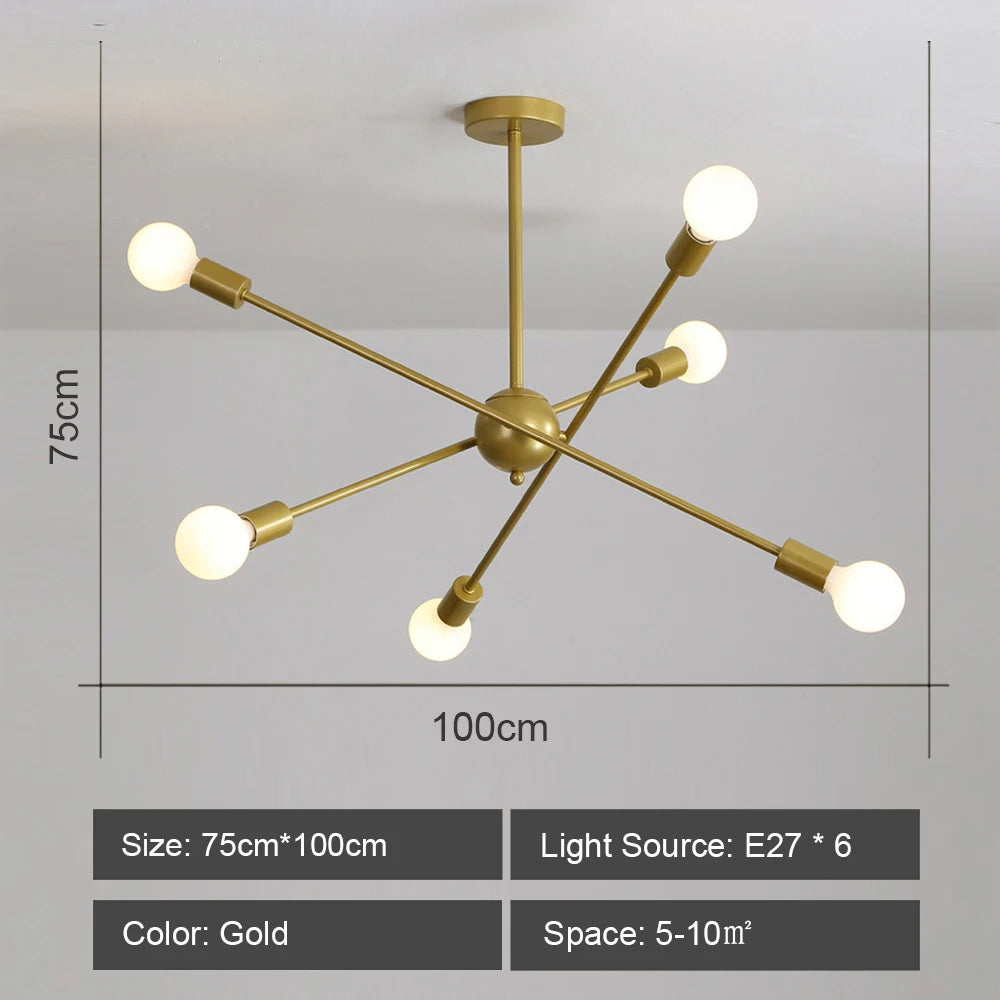 Plafond moderne à LEDs lustre lumière salon chambre industrielle spoutnik lustres suspension lampe créative éclairage maison décor - vue 9 sur 16