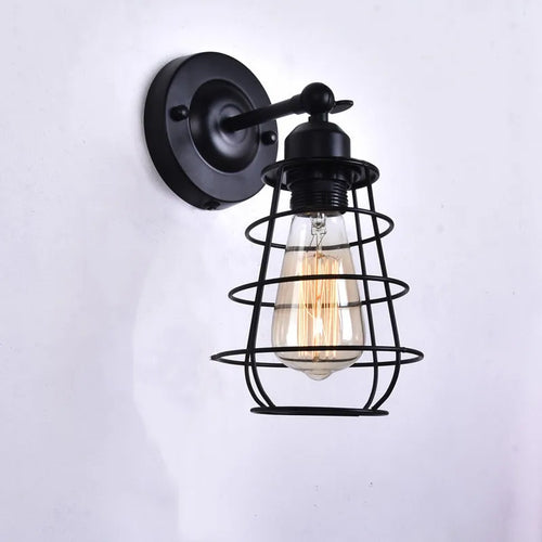 lampe de chevet en fer avec ampoule rétro et interrupteur - vue 3 sur 8