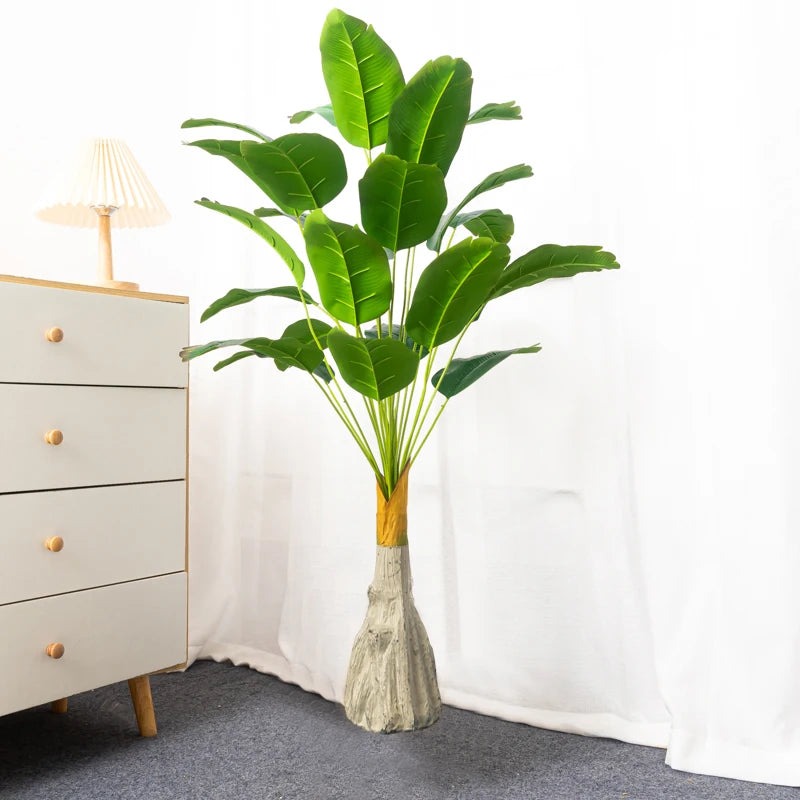 plantes tropicales bananier artificiel avec feuilles de palmier décoratives - vue 10 sur 10
