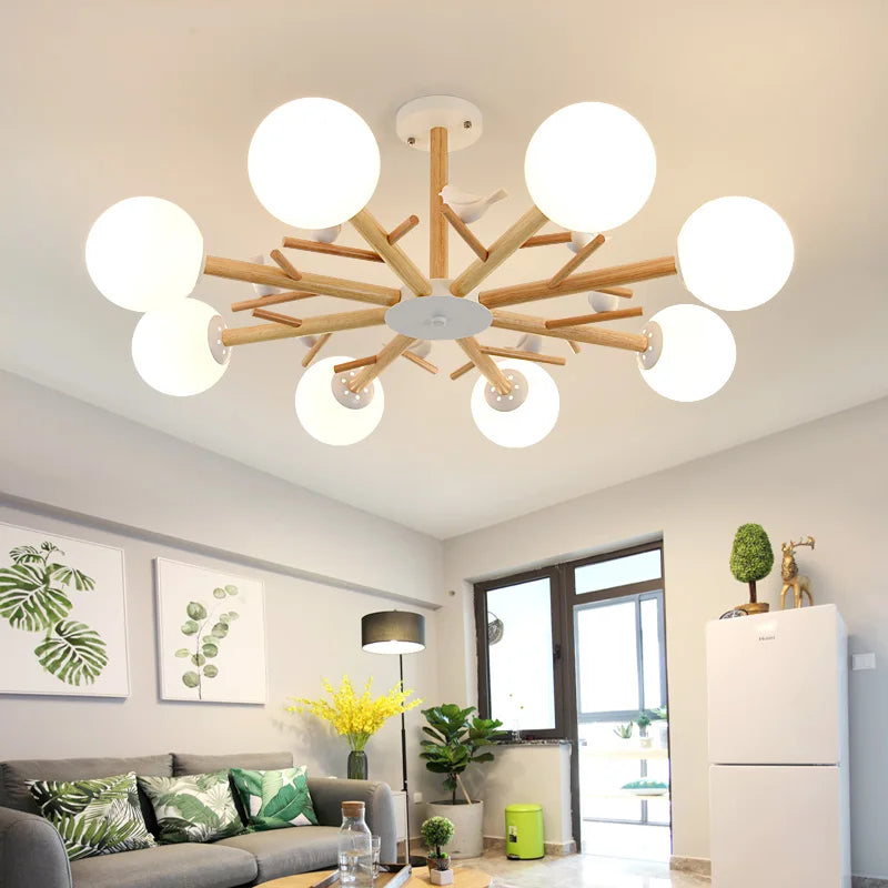 lustre nordique moderne en verre avec éclairage led décor oiseau - vue 1 sur 9