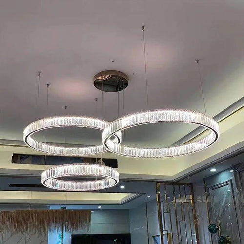 lustre led moderne de luxe en cristal et acier pour maison restaurant - vue 3 sur 6