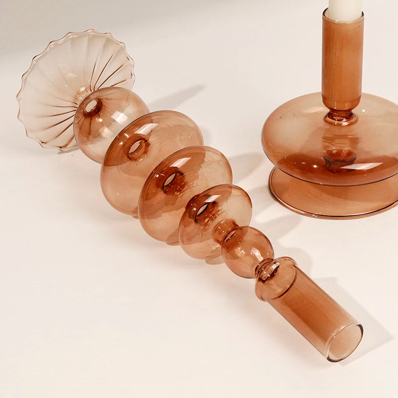 bougeoirs en verre pour décoration de table festive - vue 3 sur 11