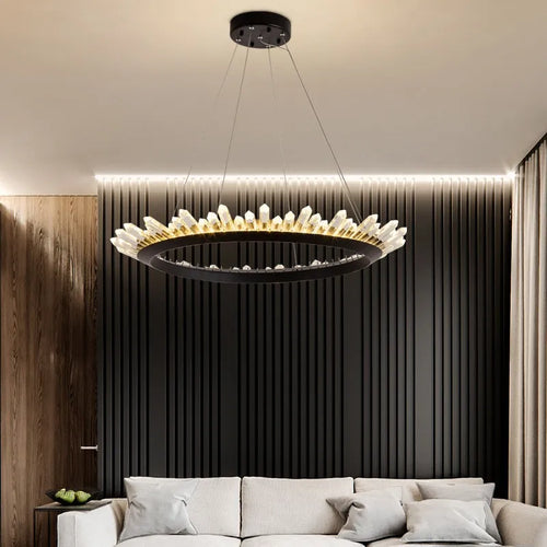 lustre de luxe nordique post-moderne en cristal naturel - vue 4 sur 12
