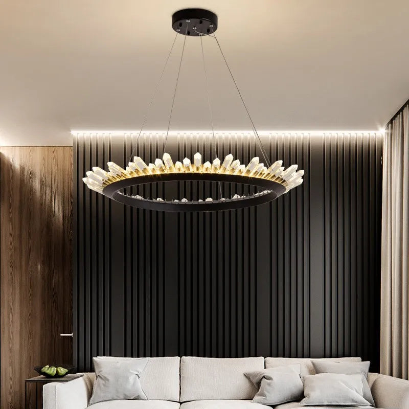 lustre de luxe nordique post-moderne en cristal naturel - vue 3 sur 12