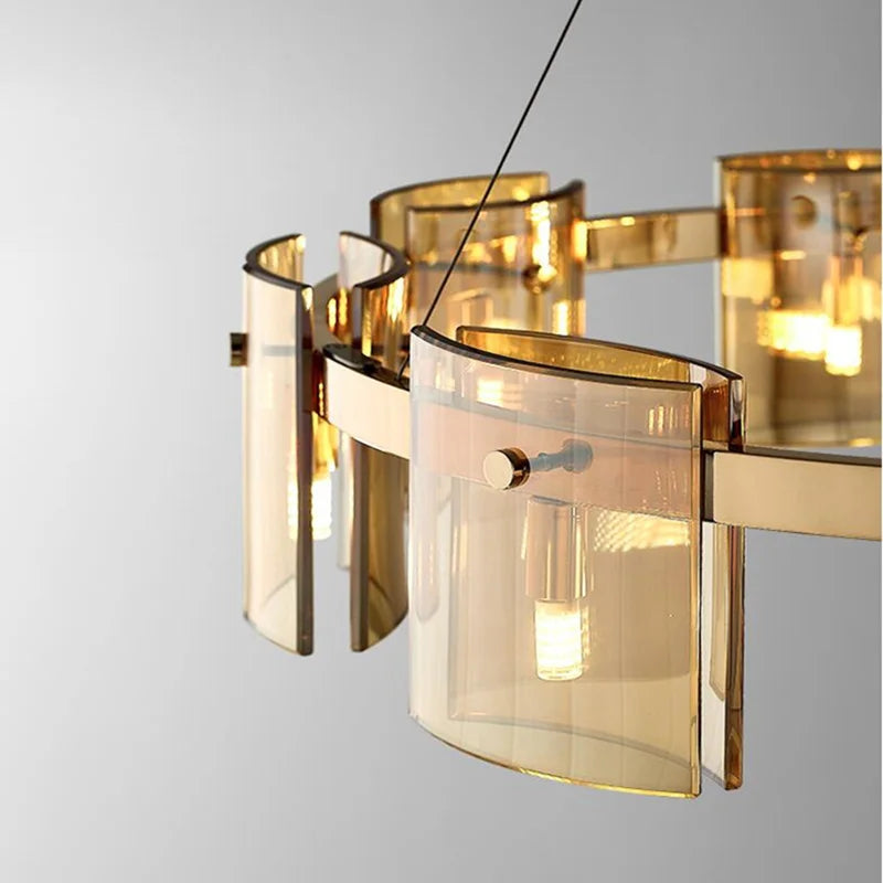 lustre led scandinave en cristal décoration d'intérieur luminaire - vue 6 sur 12