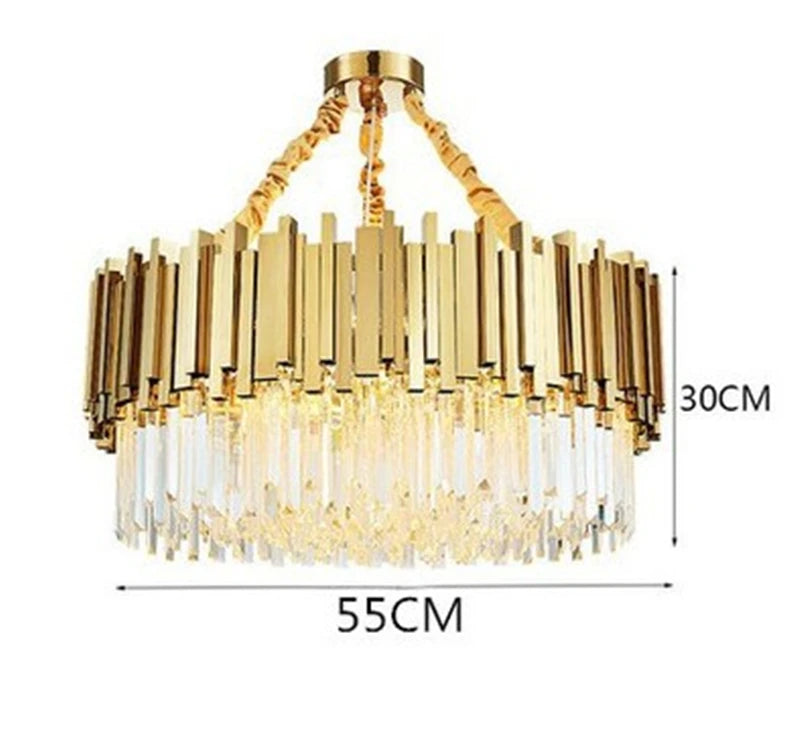 lustre moderne en cristal avec grande suspension à led - vue 13 sur 15