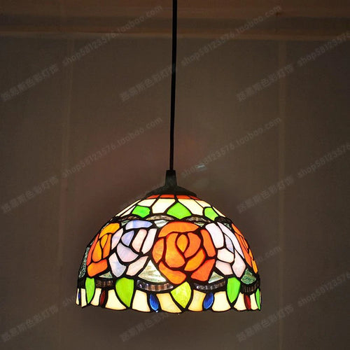lustre en vitrail style tiffany pour éclairage décoratif antique - vue 13 sur 19
