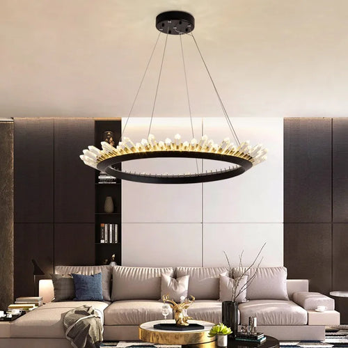 lustre de luxe nordique post-moderne en cristal naturel - vue 2 sur 12