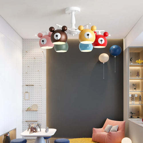 lustre ours lumineux en dessin animé pour enfants - vue 2 sur 18