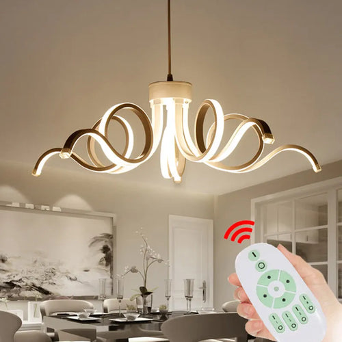 lustre suspendu moderne télécommandé en aluminium acrylique éclairage intelligent - vue 3 sur 9