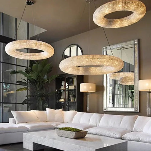 lustre en cristal led moderne en chrome doré pour intérieur élégant - vue 5 sur 5