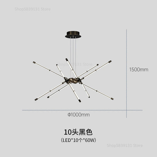 lustre moderne simple en cuivre de luxe suspendu - vue 9 sur 12