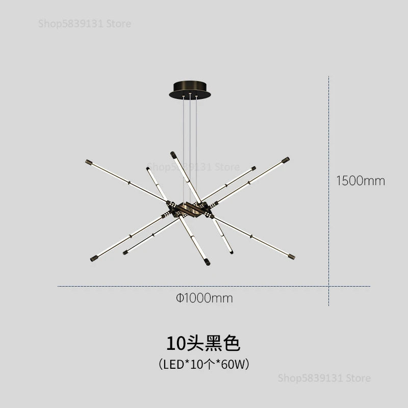 lustre moderne simple en cuivre de luxe suspendu - vue 8 sur 12