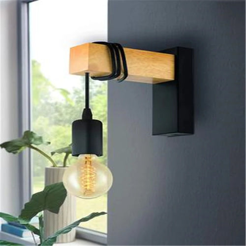 applique murale moderne en fer et bois décorative pour intérieur - vue 5 sur 5