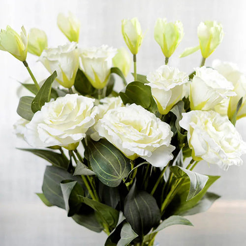 fleurs artificielles en gros décoration mariage eustoma soie 3 branches - vue 3 sur 11