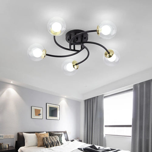 plafonnier nordique simple en verre avec led moderne - vue 4 sur 12