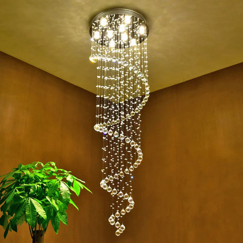lustre moderne en cristal design spiralé pour éclairage décoratif - vue 5 sur 6