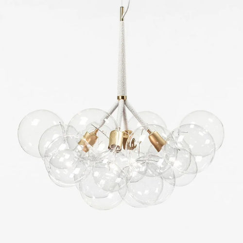 lustre nordique à lunettes avec fils café et lampes en verre - vue 5 sur 9