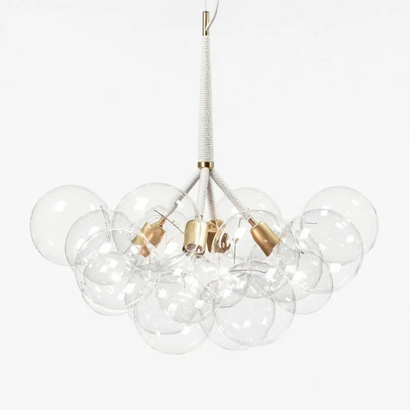 lustre nordique à lunettes avec fils café et lampes en verre - vue 5 sur 9