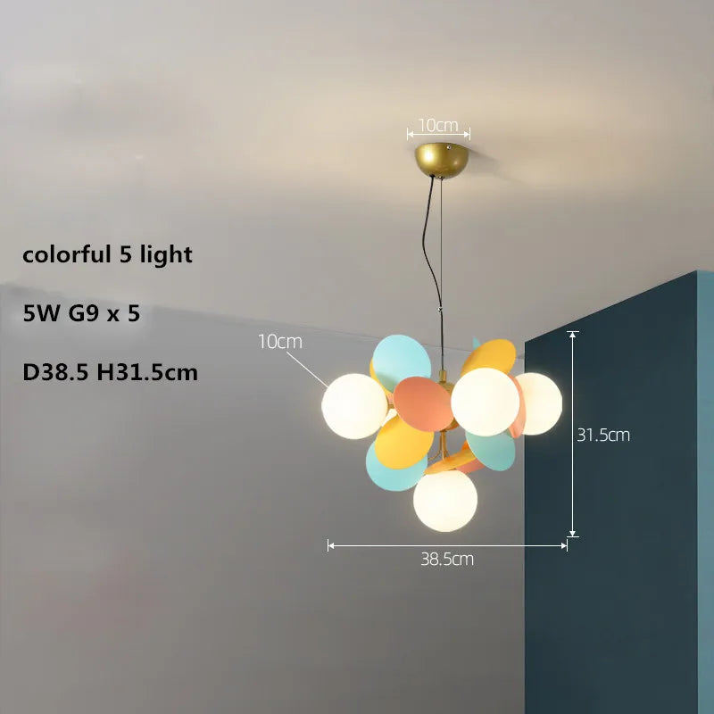 lustre led globe en verre acrylique coloré pour enfants - vue 9 sur 24