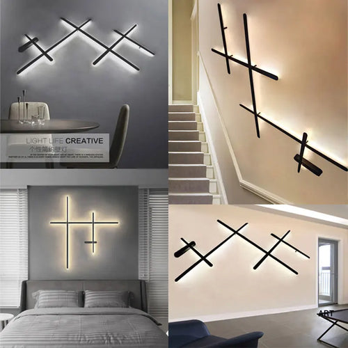 applique murale led rétro-éclairé simple longue bande art déco - vue 3 sur 9