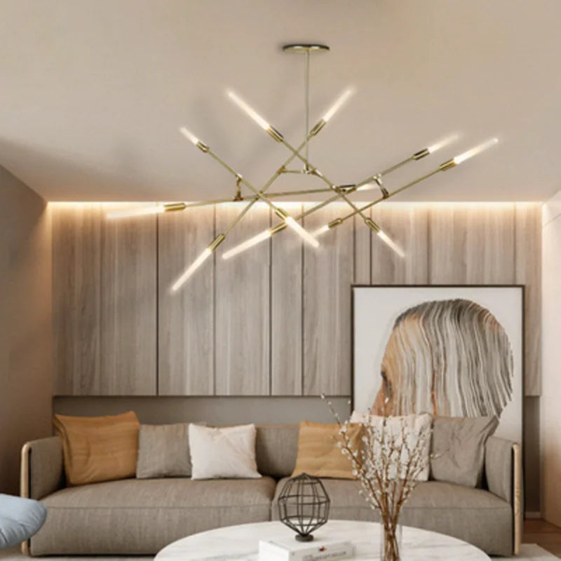 lustre design à plusieurs têtes en fer pour un éclairage moderne - vue 3 sur 6
