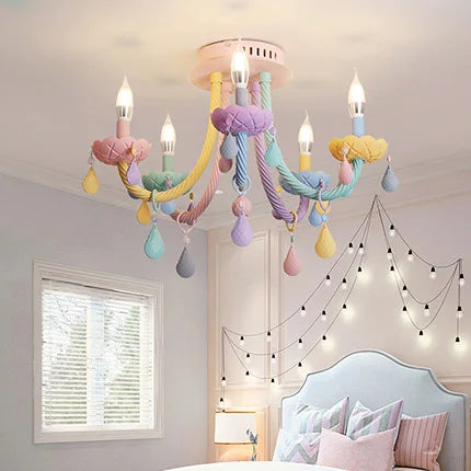 Plafonnier coloré pour enfants lustre moderne Fort chambre d'enfants avec douilles E14/E12 Moe éclairage lampe pour enfants - vue 6 sur 9