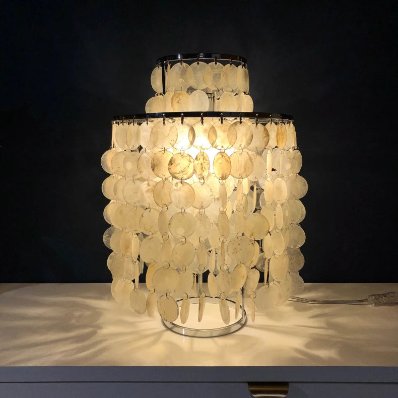 (80j - 5juin) Lampe à poser moderne LED avec plaques nacrées Loredi - vue 8 sur 10