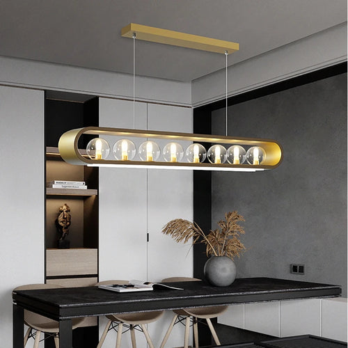 lustre design en verre transparent avec cordon réglable - vue 2 sur 12