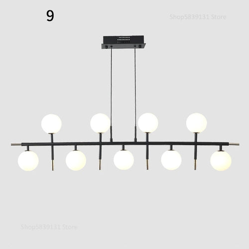 lustre nordique en fer avec boule de verre led pour restaurant - vue 13 sur 20