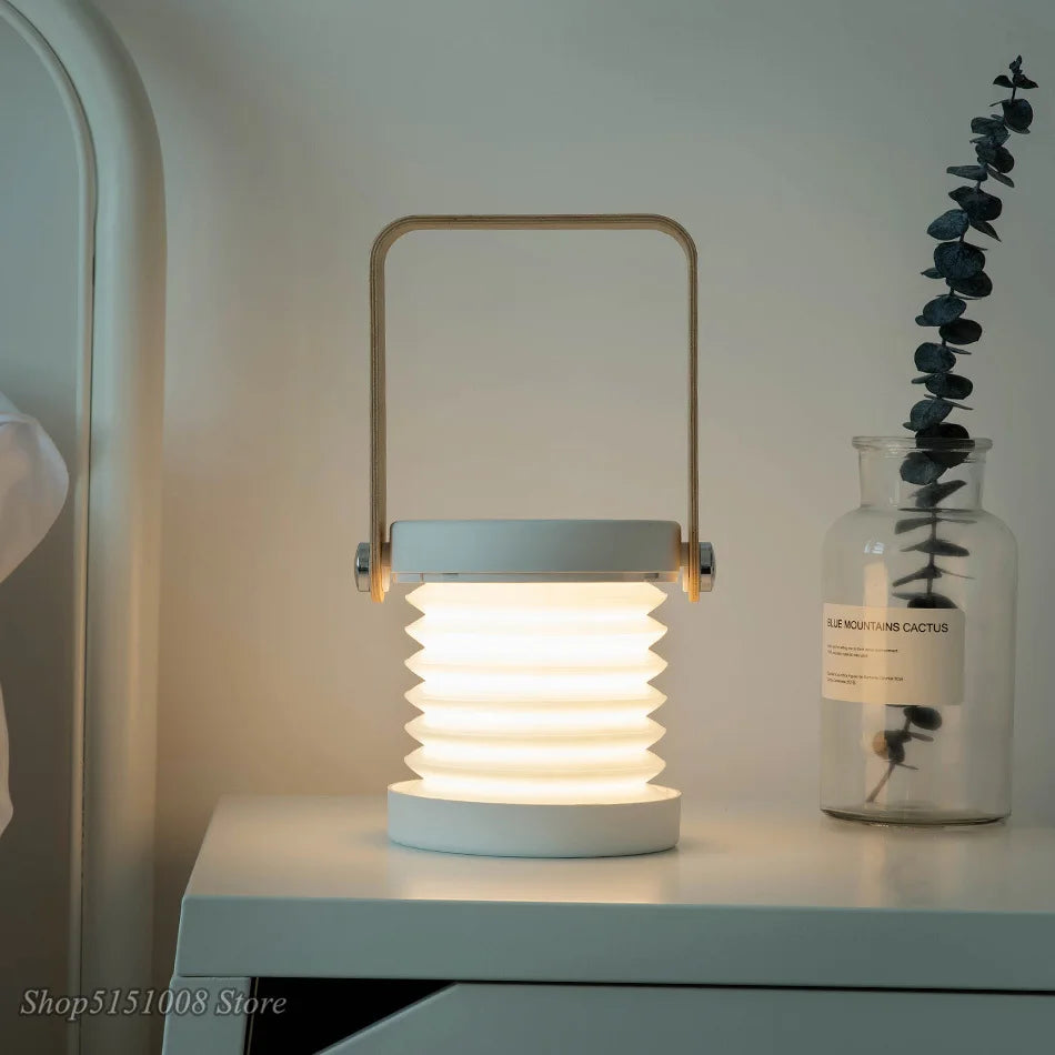 lampe de lecture pliable en bois avec veilleuse led usb - vue 4 sur 9