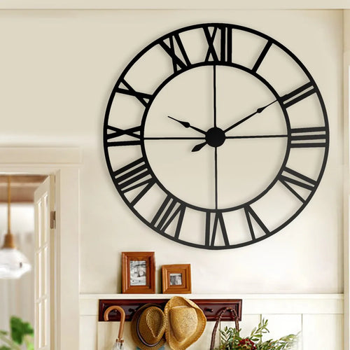 horloge murale moderne 3d style rétro en fer noir décor intérieur - vue 3 sur 6