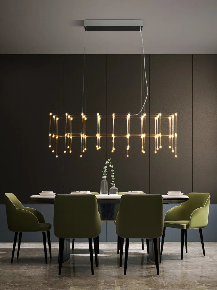 lustre moderne minimaliste créatif gypsophile luciole cube barre longue - vue 3 sur 8