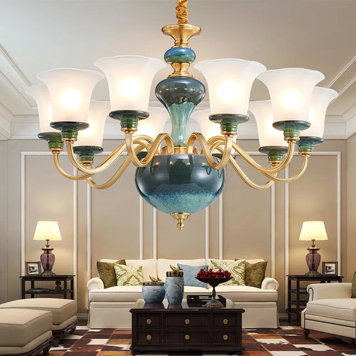 lustre en céramique et cuivre pour une ambiance moderne et simple - vue 3 sur 15